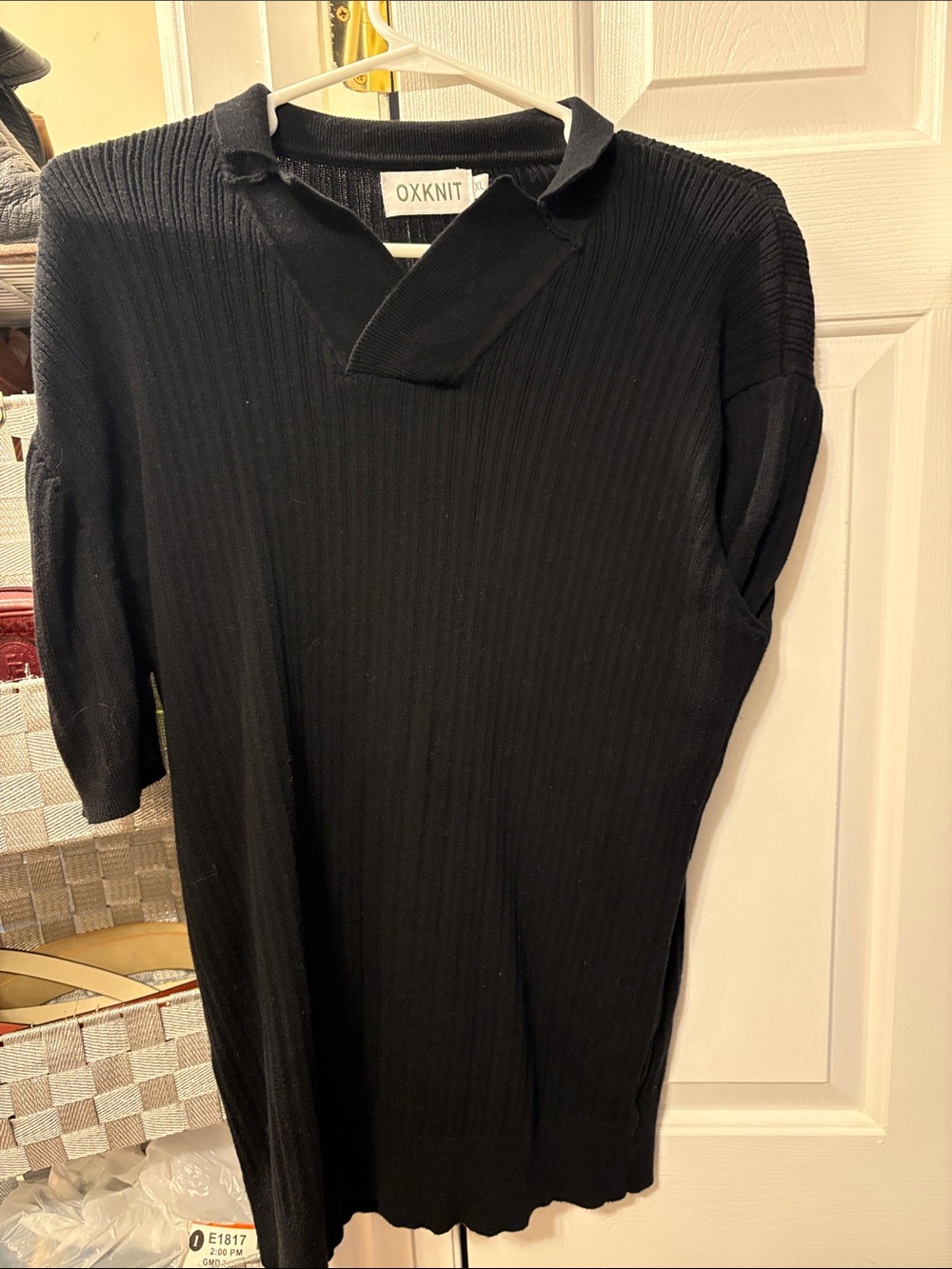 OXKNIT Men's Black Ribbed Polo Shirt